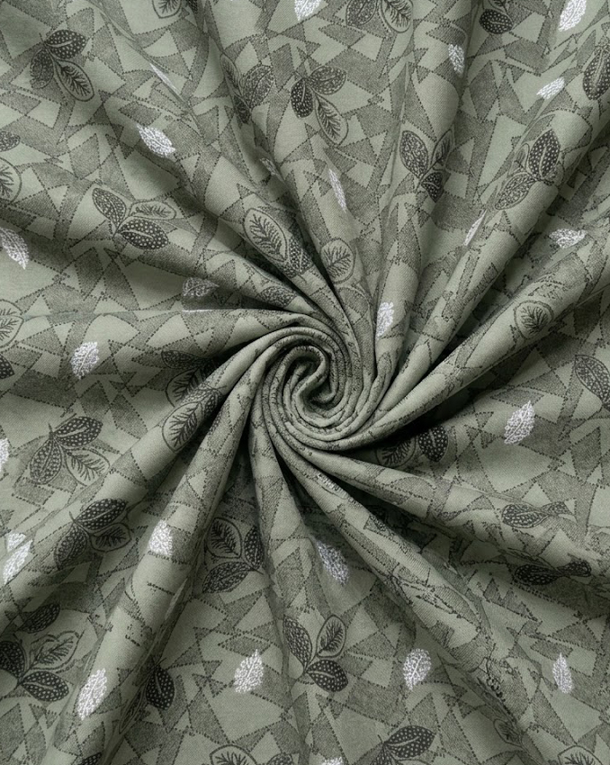 Sage Geo Leaf Cotton