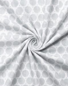 White & Grey Circle Grid Cotton