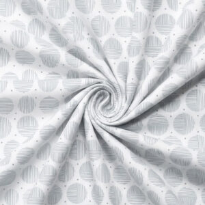 White & Grey Circle Grid Cotton