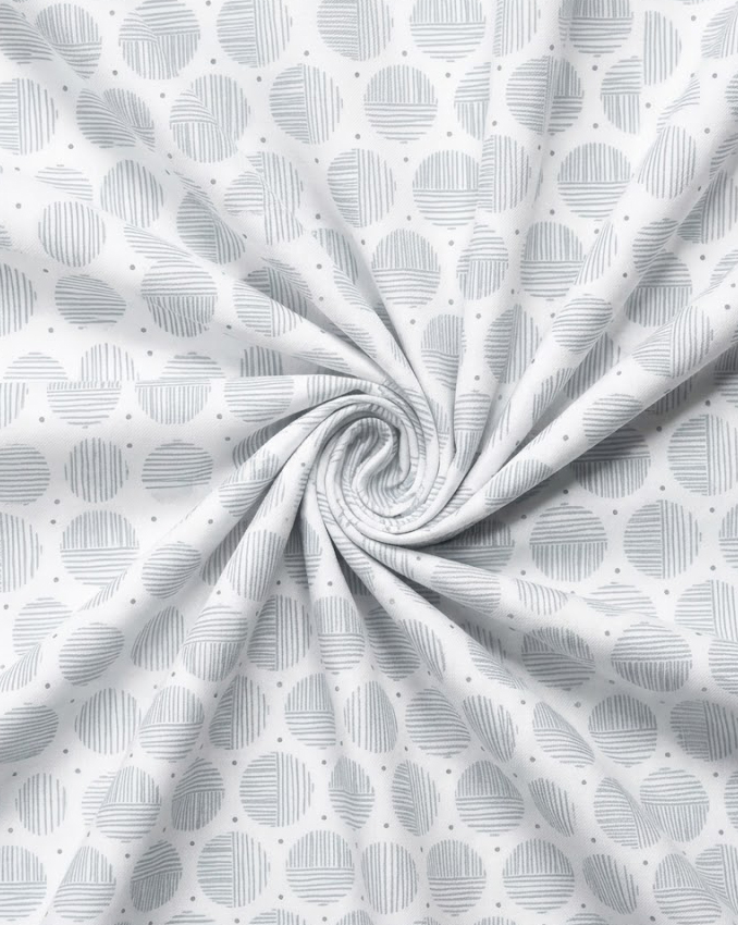 White & Grey Circle Grid Cotton
