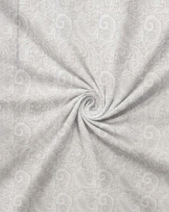 White & Silver Paisley Lace Print