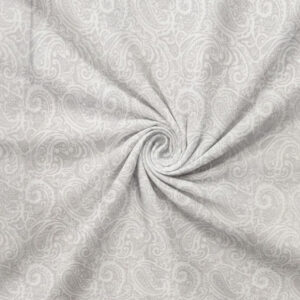 White & Silver Paisley Lace Print