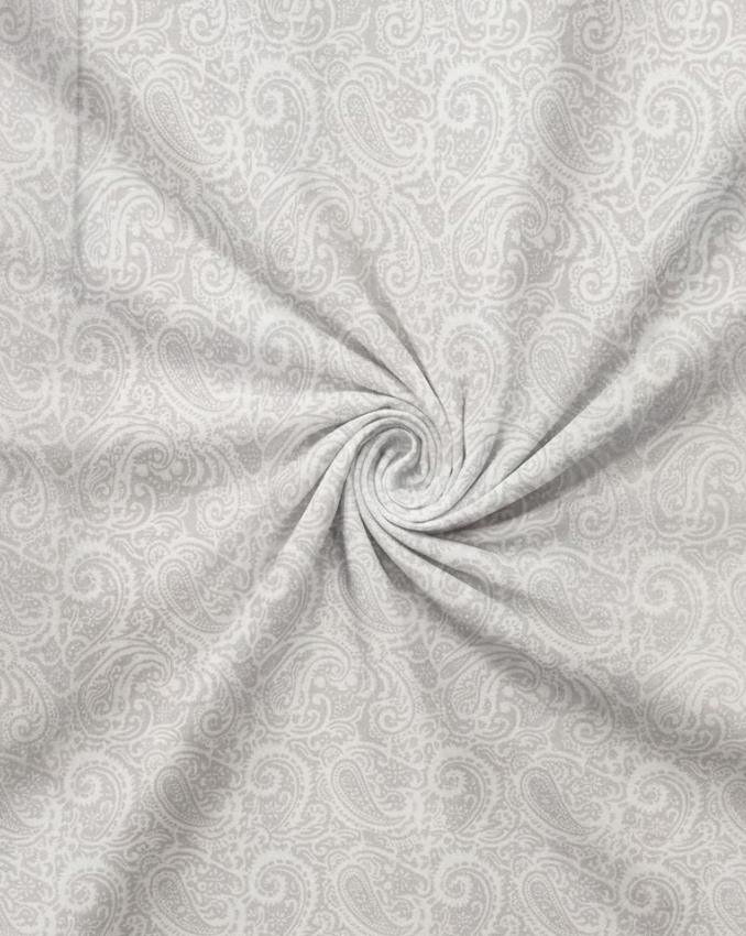 White & Silver Paisley Lace Print