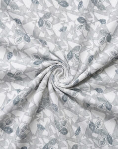 Grey Geometric Botanical Cotton