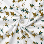 White Rust & Teal Autumn Leaf Print