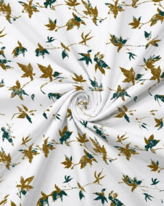 White Rust & Teal Autumn Leaf Print