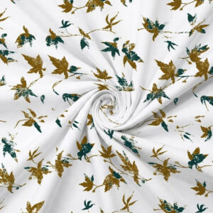 White Rust & Teal Autumn Leaf Print