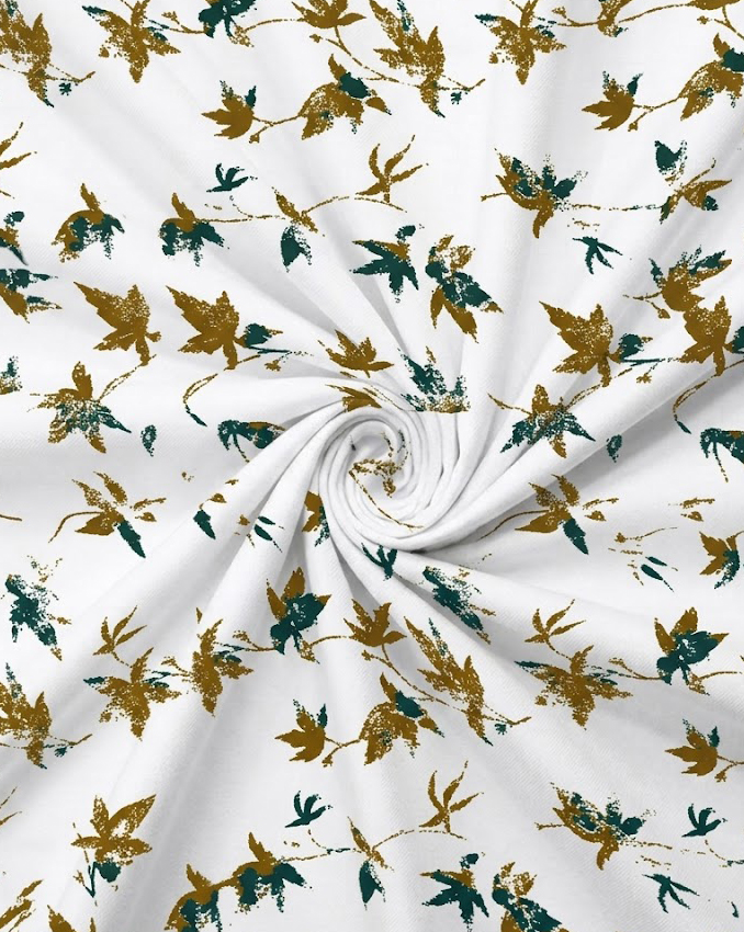 White Rust & Teal Autumn Leaf Print