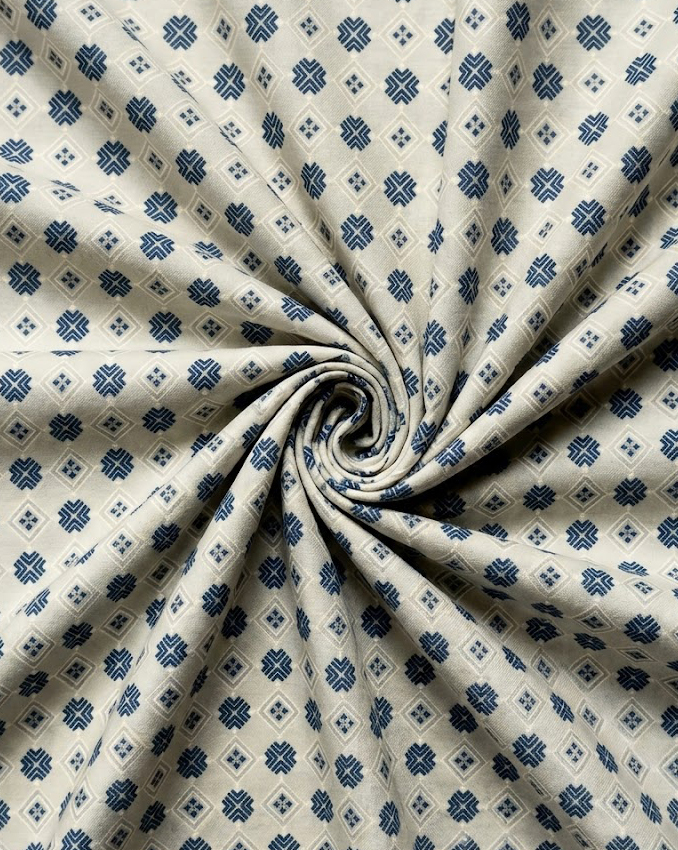 Grey & Blue Diamond Star Geo Print