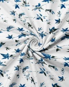 Indigo & White Distressed Leaf Print
