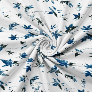 Indigo & White Distressed Leaf Print